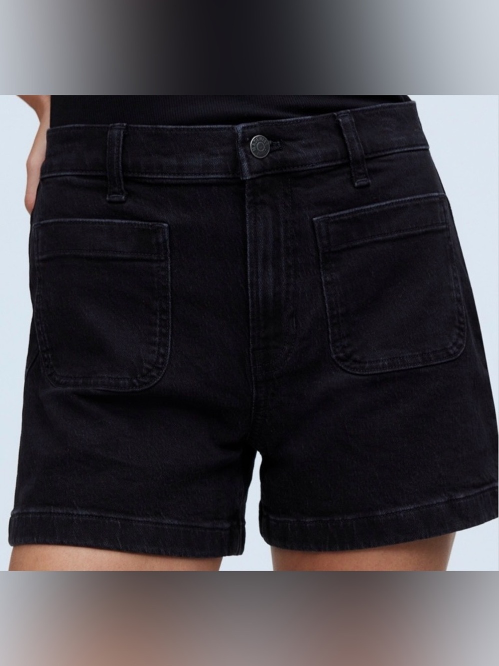 Madewell Black High-Rise Patch-Pocket Denim Shorts